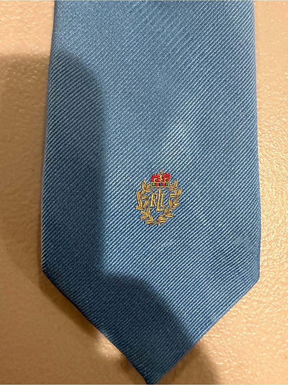 Lauren Ralph Lauren Boys Blue Crest Logo Tie – Approx. 24”